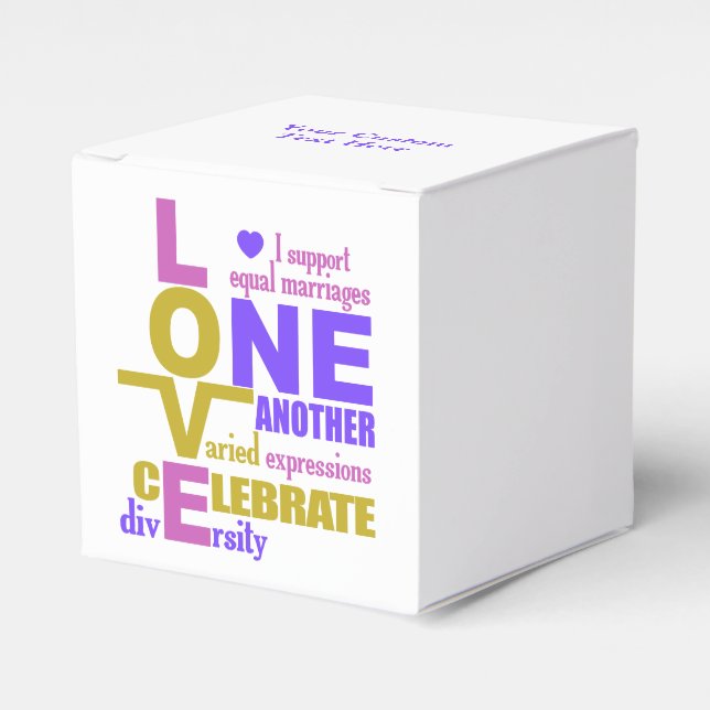 Marriage Equality / One Love custom favour boxes (Front Side)