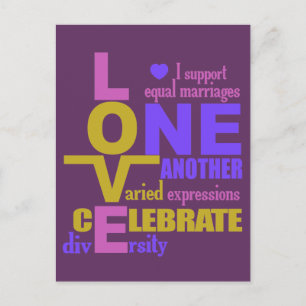 Marriage Equality / One Love custom postcard