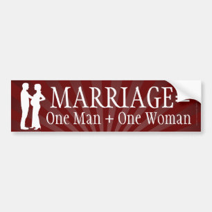 Marriage Equals One Man + One Woman Bumper Sticker
