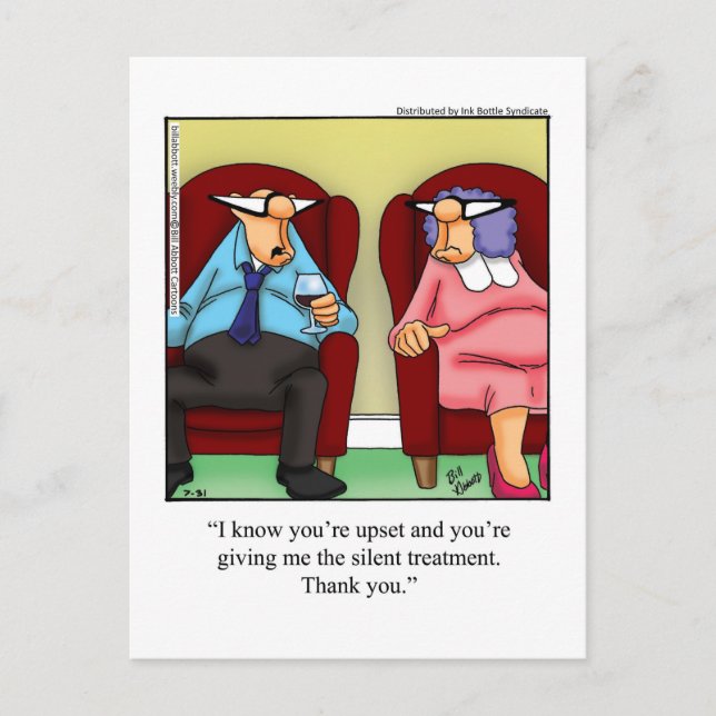 Marriage Humour "Silent Treatment" Postcard (Front)