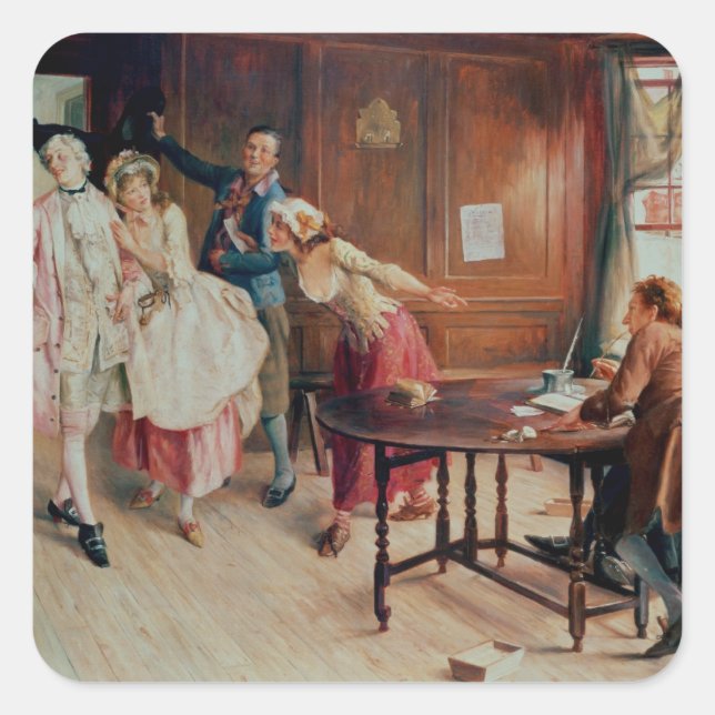 Marriage in Fleet Street, 1898 (oil on canvas) Square Sticker (Front)