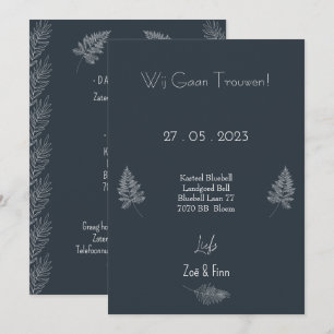 Marriage Invitation (12.7cm x 17.8cm) - Blue&White