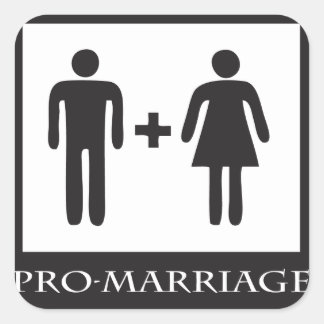 Marriage is only between one man and one woman square sticker
