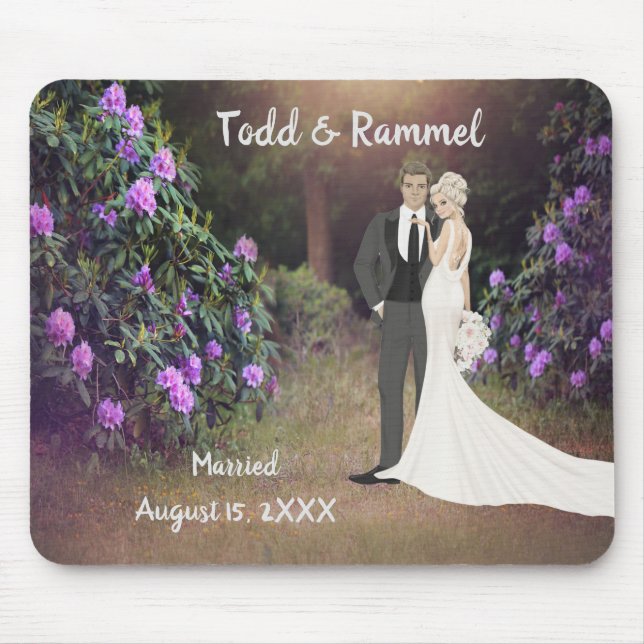 Marriage Keepsake with Garden Background Mouse Pad (Front)