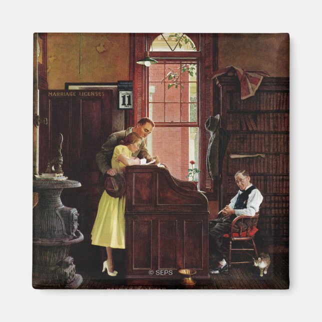Marriage License by Norman Rockwell Magnet (Front)