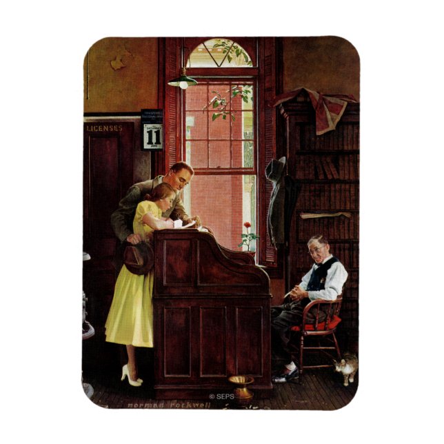 Marriage License by Norman Rockwell Magnet (Vertical)