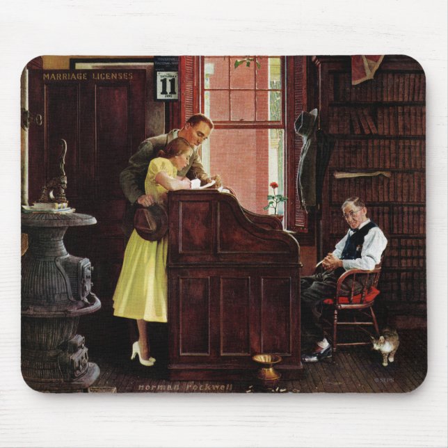 Marriage License by Norman Rockwell Mouse Pad (Front)