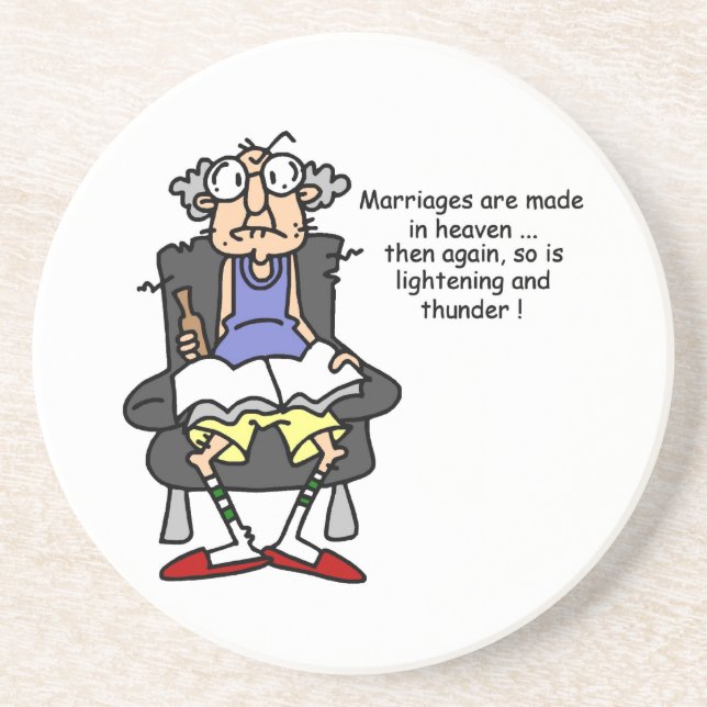 Marriage, Lightning, Thunder Humour Coaster (Front)