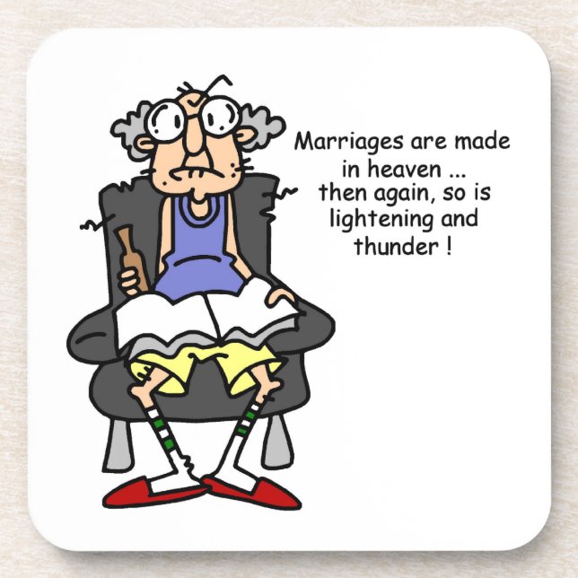 Marriage, Lightning, Thunder Humour Coaster (Front)