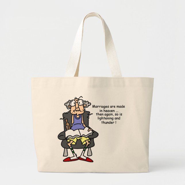 Marriage, Lightning, Thunder Humour Large Tote Bag (Front)