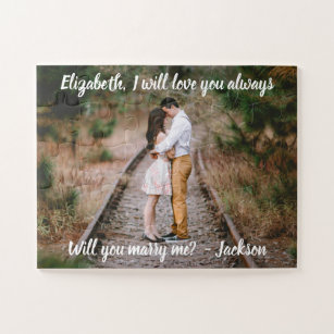 Marriage Proposal Marry Me Photo White Script Easy Jigsaw Puzzle