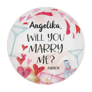Marriage Proposal Will You Marry Me? Custom Name Cutting Board