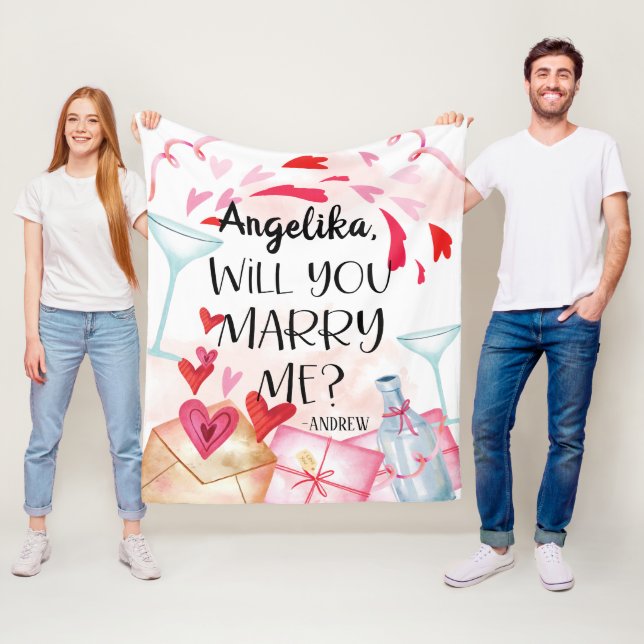 Marriage Proposal | Will You Marry Me? Custom Name Fleece Blanket (In Situ)