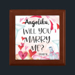 Marriage Proposal | Will You Marry Me? Custom Name Gift Box<br><div class="desc">Pop the question in a unique and intimate way with our beautiful personalised proposal design. Design features a beautiful hearts, champagne bottle and glass with watercolor splash and personalised names. Want this design on a different product? Click on "VIEW ALL PRODUCTS" on the upper left of this description and choose...</div>