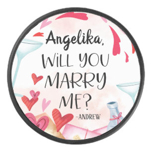 Marriage Proposal Will You Marry Me? Custom Name Hockey Puck