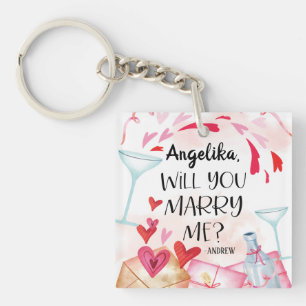 Marriage Proposal   Will You Marry Me? Custom Name Key Ring