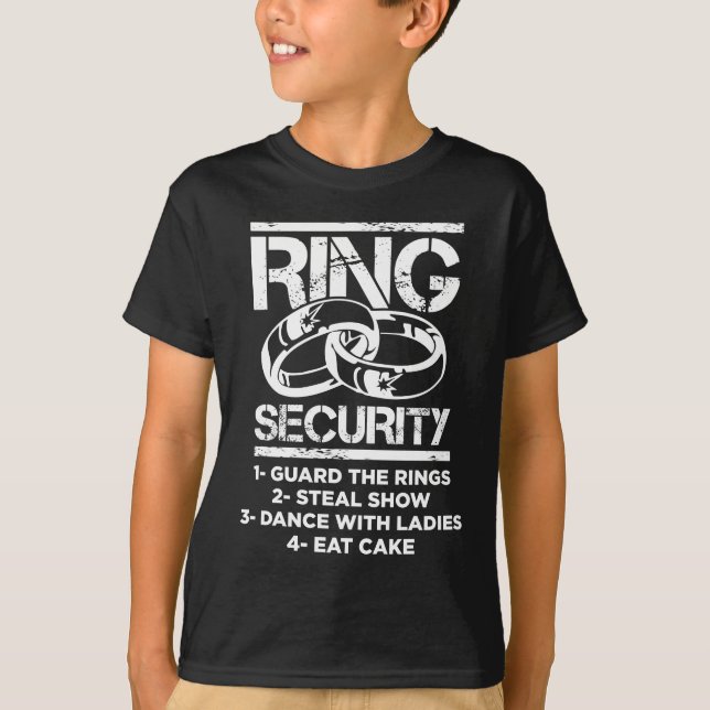 Marriage Ring Security Kid Wedding Ring Bearer T-Shirt (Front)