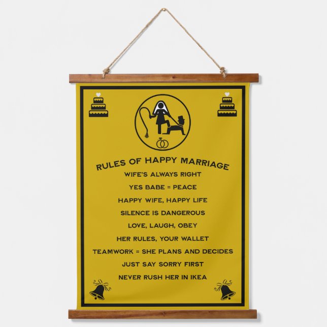 Marriage Rules For Men Hanging Tapestry (Front)