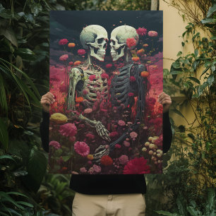 Marriage Skeletons Abstract Art Halloween Poster