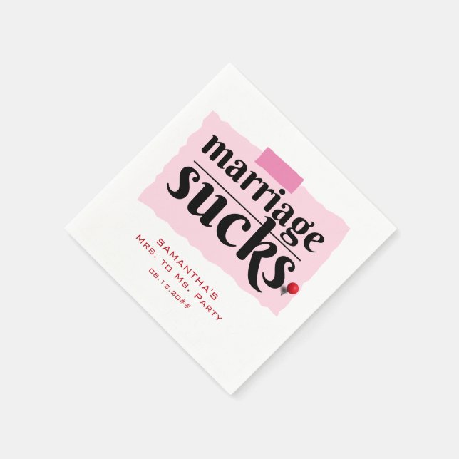 Marriage Sucks! Funny Divorce Announcement Party Napkin (Corner)