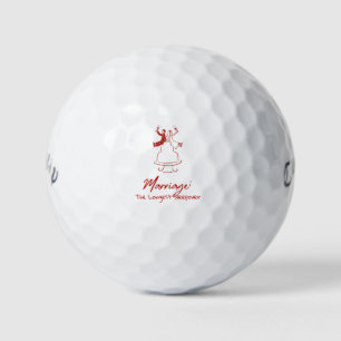 Marriage: The Longest Sleepover Red Hand Drawn Golf Balls