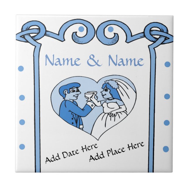Marriage Tile, Dutch Look, Personalise Ceramic Tile (Front)