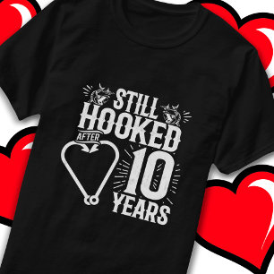Married 10 Years Fishing Funny 10th Anniversary T-Shirt