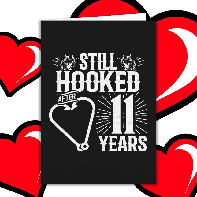 Married 11 Years Fishing Funny 11th Anniversary Card (Creator Uploaded)