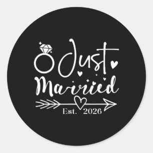 Married 2026 Wedding Rings Matching Couple Classic Round Sticker