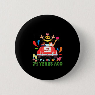 Married 24 years ago funny 24th anniversary couple 6 cm round badge