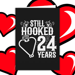 Married 24 Years Fishing Funny 24th Anniversary Card