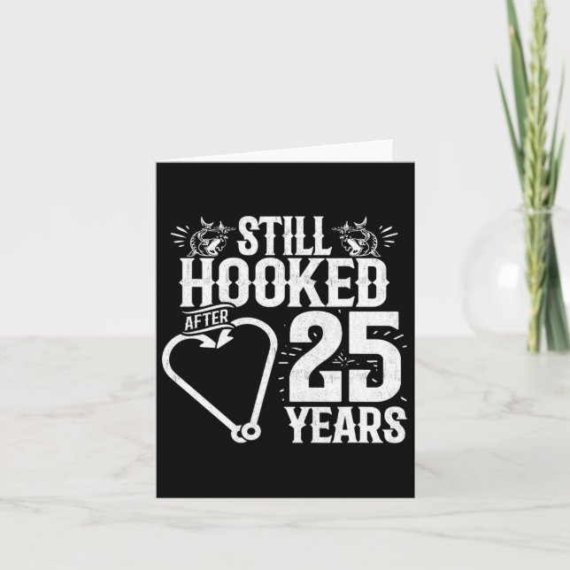 Married 25 Years - Fishing Couple - 25th Wedding A Card (Front)