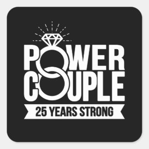 Married 25 Years Strong Couples 25th Anniversary Square Sticker