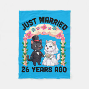 Married 26 Years Ago Wedding Anniversary Cat Fleece Blanket