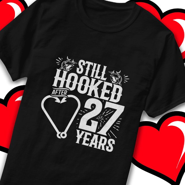 Married 27 Years Fishing Funny 27th Anniversary T-Shirt (Creator Uploaded)