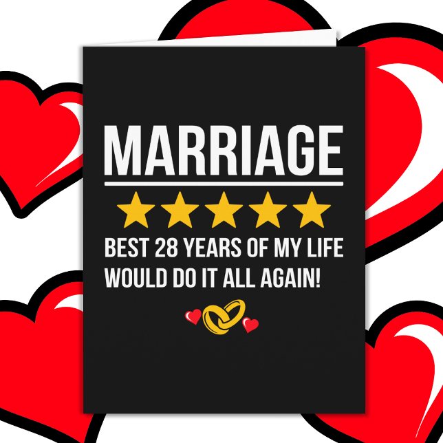 Married 28 Years Cute 28th Wedding Anniversary Card (Creator Uploaded)