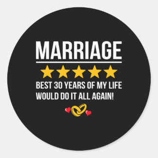 Married 30 Years Wedding Anniversary Classic Round Sticker