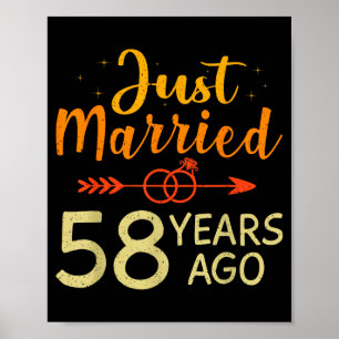 Married 58 Years Ago Romantic Illustration Poster