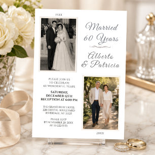 Married 60 Years Then & Now Photo Invitation