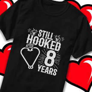 Married 8 Years Fishing Funny 8th Anniversary T-Shirt