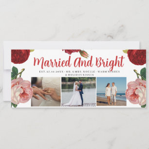 Married And Bright 3 Photo Collage Modern Wedding  Invitation