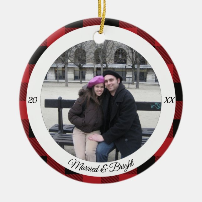 Married and Bright Christmas Ornament (Front)