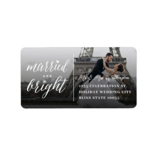 Married And Bright Christmas Photo Address Labels