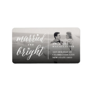 Married And Bright Christmas Photo Address Labels