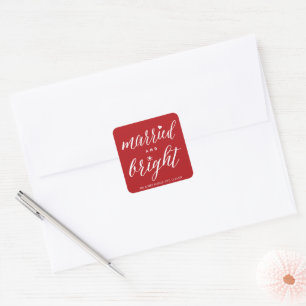 Married And Bright Mr And Mrs Chic Holiday Wedding Square Sticker