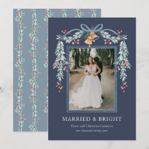 Married and Bright Newlywed Christmas Photo Card