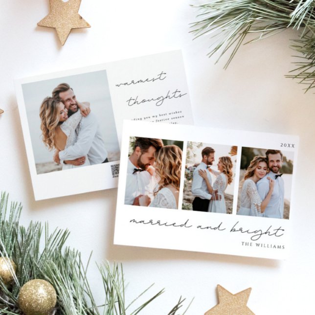 Married and Bright Newlywed Photo Holiday Card (Creator Uploaded)