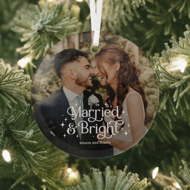Married and Bright Personalised Photo Ornament (Insitu)