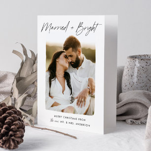 Married and Bright Script Photo Holiday Card