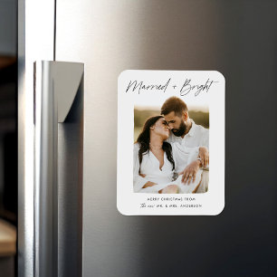 Married and Bright Script Photo Magnet